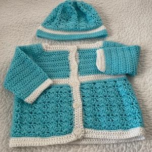 💙 Crocheted aqua Handmade 2 pieces